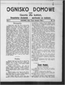 Ognisko Domowe : gazeta dla kobiet : bezpłatny dodatek : wychodzi co tydzień 1926.08.15, R. 3, nr 33