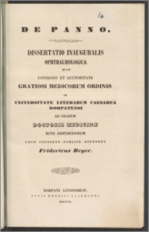 De Panno : dissertatio inauguralis ophthalmologica