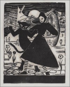 Kobieta z kotem (ilustracja do bajki)