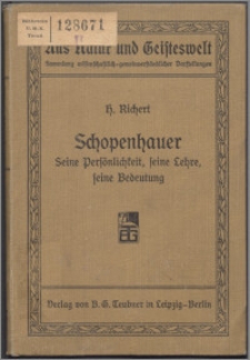 Schopenhauer : seine Persönlichkeit, seine Lehre, seine Bedeutung