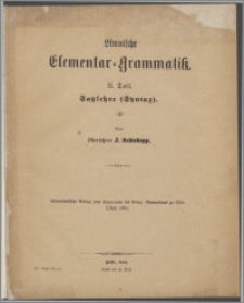 Litauische Elementar-Grammatik Tl. 2, Satzlehre (Syntax)