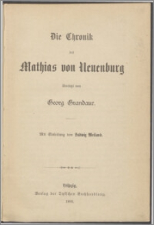 Die Chronik Mathias von Neuenburg