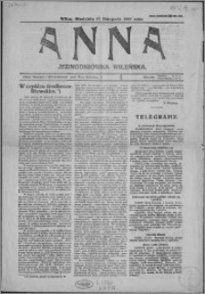 Anna : Jednodniówka Wileńska, 27 listopada 1921 roku