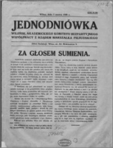 Jednodniówka Wileńskiego Akademickiego Komitetu Bezpartyjnego Współpracy z Rządem marszałka Piłsudskiego