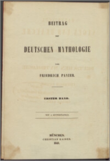 Bayerische Sagen und Bräuche : Beitrag zur deutschen Mythologie. Bd. 1