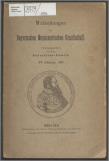 Mitteilungen der Bayerischen Numismatischen Gesellschaft. Jg. 15