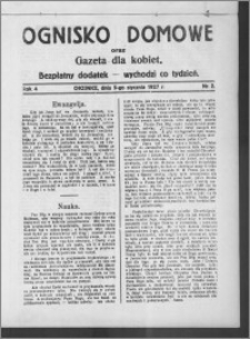 Ognisko Domowe : gazeta dla kobiet : bezpłatny dodatek : wychodzi co tydzień 1927.01.09, R. 4, nr 2