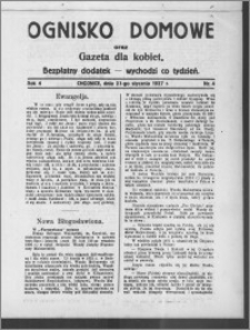 Ognisko Domowe : gazeta dla kobiet : bezpłatny dodatek : wychodzi co tydzień 1927.01.23, R. 4, nr 4