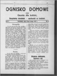 Ognisko Domowe : gazeta dla kobiet : bezpłatny dodatek : wychodzi co tydzień 1927.02.20, R. 4, nr 8