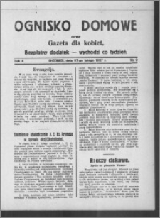 Ognisko Domowe : gazeta dla kobiet : bezpłatny dodatek : wychodzi co tydzień 1927.02.27, R. 4, nr 9