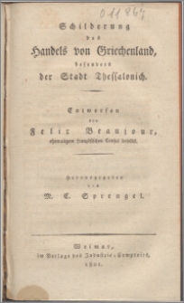 Schilderung des Handels von Griechenland, besonders der Stadt Thessalonich