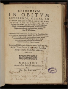 Epicedium In Obitum Reverendi Johannis Sibeti Bolislaviensis