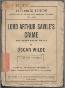Lord Arthur Savile's crime and other prose pieces