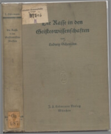 Die Rasse in den Geisteswissenschaften : Studien zur Geschichte des Rassengedankens. [Bd. 1., Allgemeiner Teil]