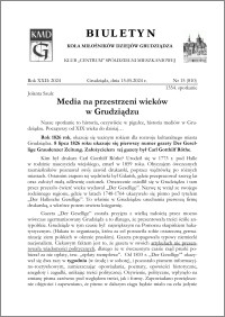 Biuletyn Koła Miłośników Dziejów Grudziądza 2024, Rok XXII nr 15 (810) : Media na przestrzeni wieków w Grudziądzu