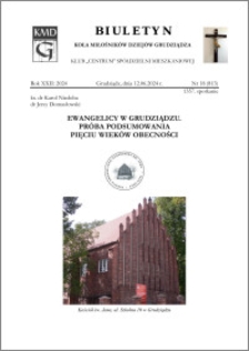 Biuletyn Koła Miłośników Dziejów Grudziądza 2024, Rok XXII nr 18 (813) : Ewangelicy w Grudziądzu. Próba podsumowania pięciu wieków obecności