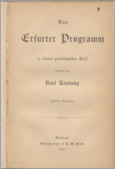 Das Erfurter Programm : In seinem grundsätzlichen Teil erläuter