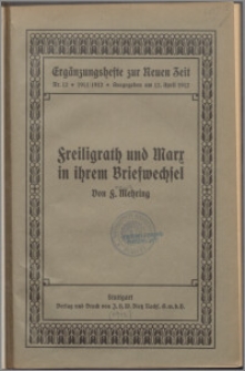 Freiligrath und Marx in ihrem Briefwechsel