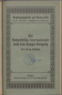 Die Bakunistische Internationale nach dem Haager Kongress : 1872-1881 : ein Beitrag zur Geschichte der Internationalen Arbeiterassoziation