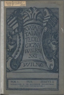 Kwartalnik Teologiczny Wileński 1923, R. 1, z. 2