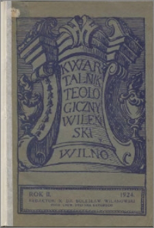 Kwartalnik Teologiczny Wileński 1924, R. 2, z. 1