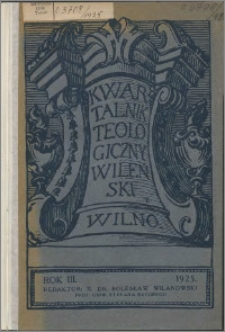 Kwartalnik Teologiczny Wileński 1925, R. 3, z. 1