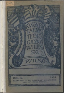 Kwartalnik Teologiczny Wileński 1926, R. 4, z. 1