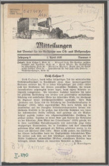 Mitteilungen des Vereins für die Geschichte von Ost- und Westpreussen. Jg. 9 (1935) Nr. 4