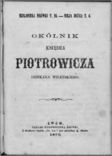 Okólnik księdza Piotrowicza Dziekana Wileńskiego