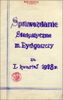 Sprawozdanie Statystyczne miasta Bydgoszczy za I kwartał 1928