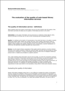 The evaluation of the quality of web-based library information services