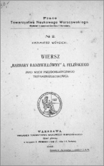 Wiersz "Barbary Radziwiłłówny" A. Felińskiego jako wzór pseudoklasycznego trzynastozgłoskowca