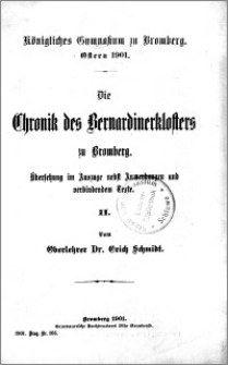 Die Chronik des Bernardinerklosters zu Bromberg : Übersetzung im Auszuge nebst Anmerkungen und verbindendem Texte. 2