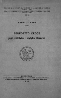 Benedetto Croce : jego estetyka i krytyka literacka