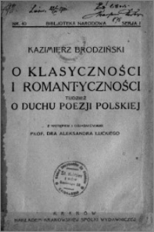 O klasyczności i romantyczności tudzież o duchu poezji polskiej