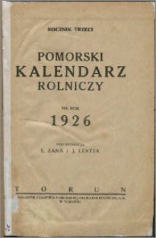Pomorski Kalendarz Rolniczy na rok 1926, R. 3