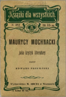 Maurycy Mochnacki jako krytyk literatury