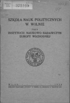 Szkoła Nauk Politycznych w Wilnie przy Instytucie Naukowo-Badawczym Europy Wschodniej