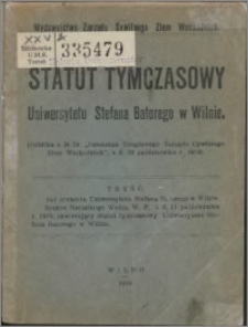 Statut Tymczasowy Uniwersytetu Stefana Batorego w Wilnie