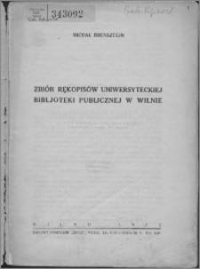 Zbiór rękopisów Uniwersyteckiej Biblioteki Publicznej w Wilnie