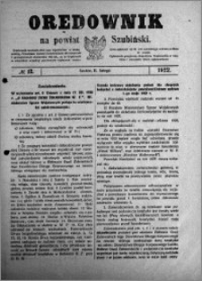 Orędownik na powiat Szubiński 1922.02.11 R.3 nr 12