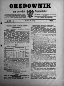 Orędownik na powiat Szubiński 1922.02.22 R.3 nr 15