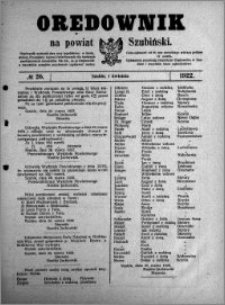 Orędownik na powiat Szubiński 1922.04.01 R.3 nr 26