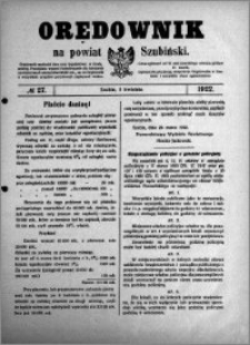 Orędownik na powiat Szubiński 1922.04.05 R.3 nr 27