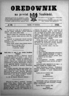 Orędownik na powiat Szubiński 1922.04.29 R.3 nr 33