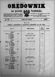 Orędownik na powiat Szubiński 1922.09.20 R.3 nr 72