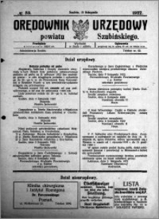 Orędownik Urzędowy powiatu Szubińskiego 1922.11.11 R.3 nr 89