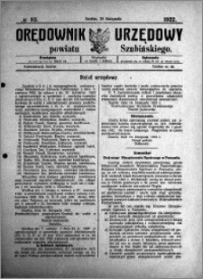 Orędownik Urzędowy powiatu Szubińskiego 1922.11.25 R.3 nr 93