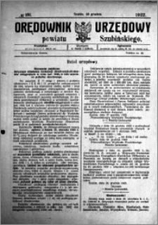 Orędownik Urzędowy powiatu Szubińskiego 1922.12.30 R.3 nr 101