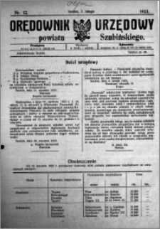 Orędownik Urzędowy powiatu Szubińskiego 1923.02.07 R.4 nr 12